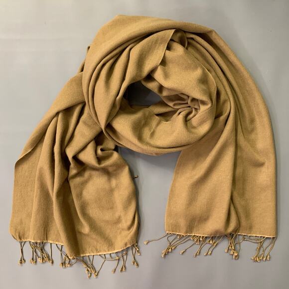 VINTAGE Tan Fringe Scarf Shawl - Picture 1 of 5